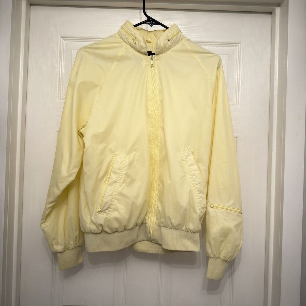Vintage Duckster Pro Group Inc Yellow Nylon Bomber Jacket Womens Medium Packable